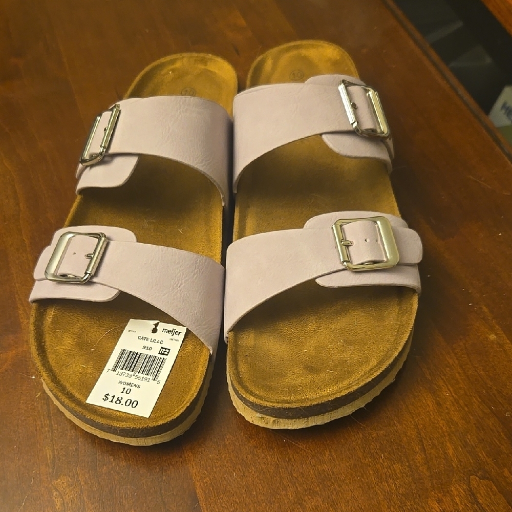 Fallscreek Lavender Sandals with Silver Buckles Size 10